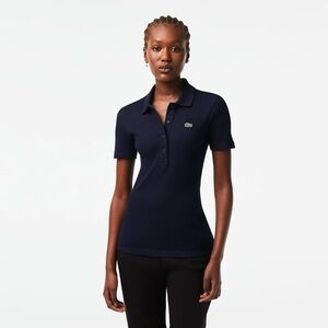 Lacoste Navy Blue Short Sleeve Button-Down Polo Shirt